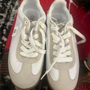 White and Beige Sneakers